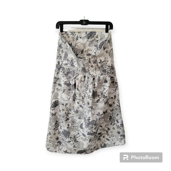 Old Navy White And Gray Floral Print Strapless Dress Size 16 - Picture 2 of 4